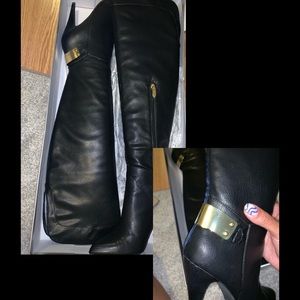 Black Knee-High Leather Boots